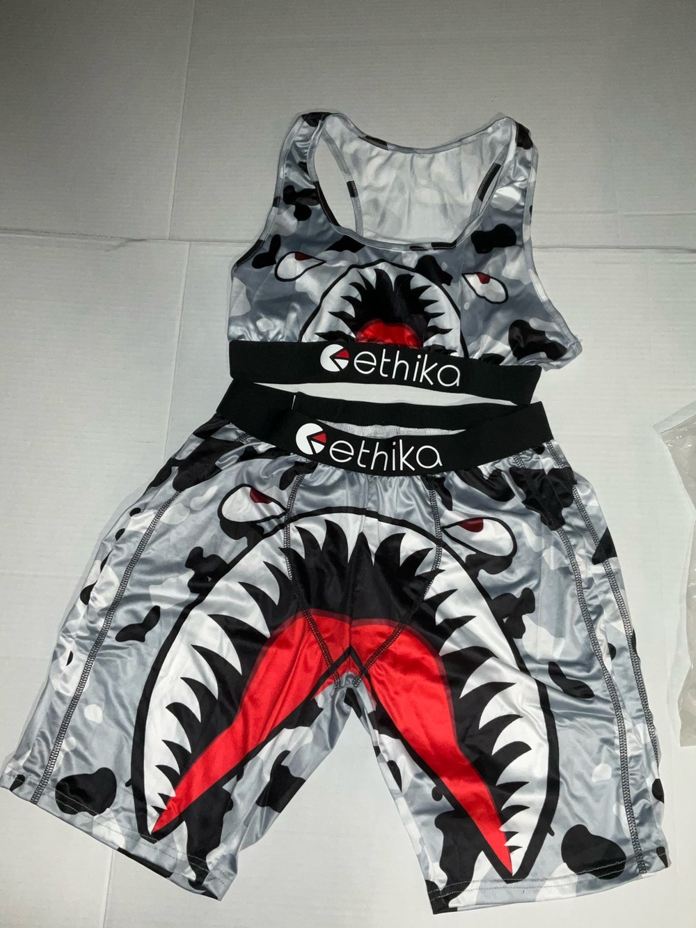 ethika Black, White & Red Shark-Mouth Performance Briefs